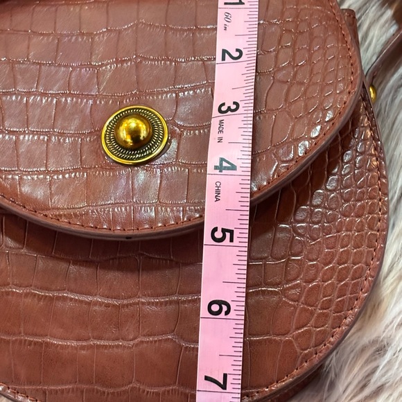 🍂Sweet Level Chic Croc-Embossed Crossbody Bag Rich Brown, Purse Scarf Included🍂 - Picture 15 of 16